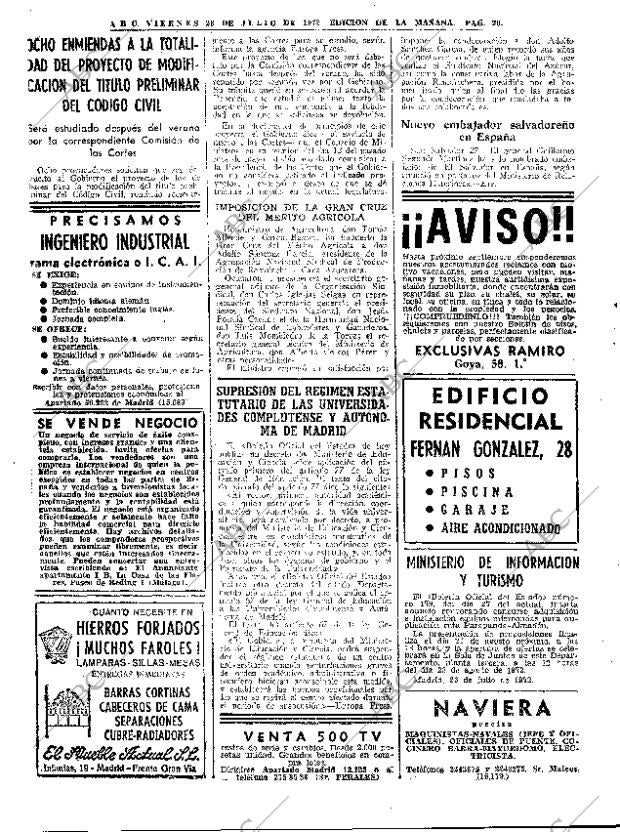 ABC MADRID 28-07-1972 página 20
