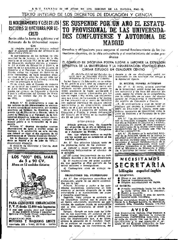 ABC MADRID 29-07-1972 página 21