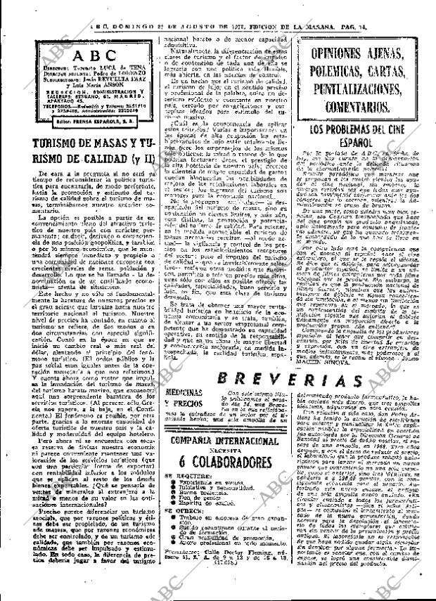 ABC MADRID 27-08-1972 página 14