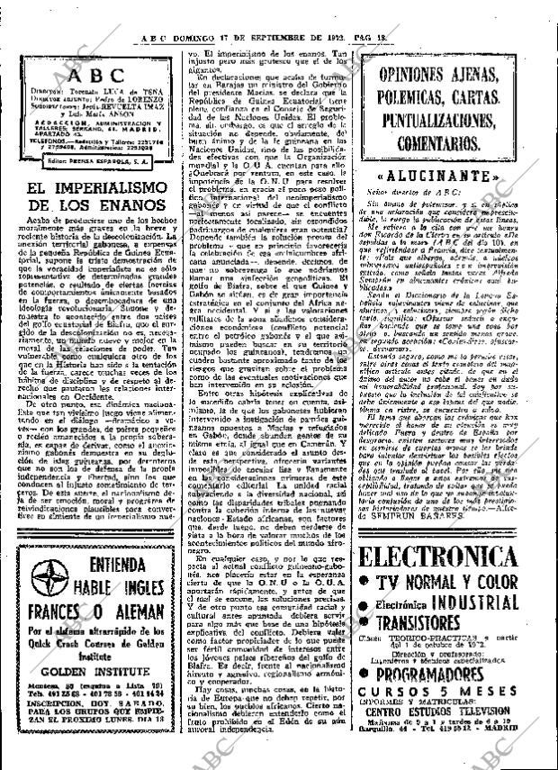 ABC MADRID 17-09-1972 página 18