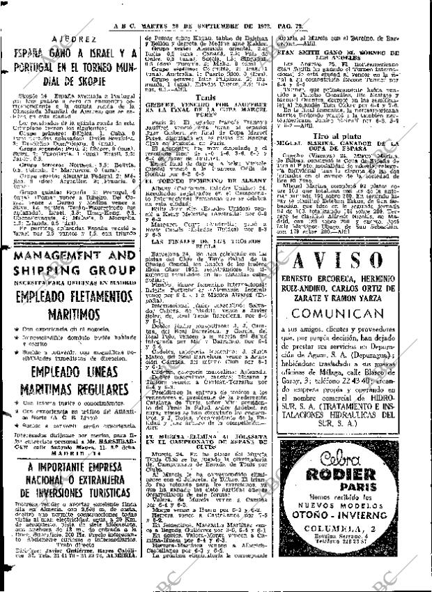 ABC MADRID 26-09-1972 página 72
