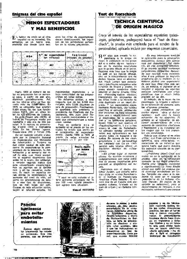 BLANCO Y NEGRO MADRID 28-10-1972 página 70