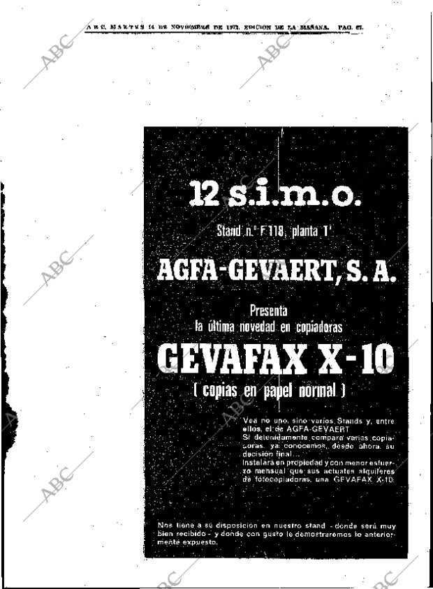ABC MADRID 14-11-1972 página 67