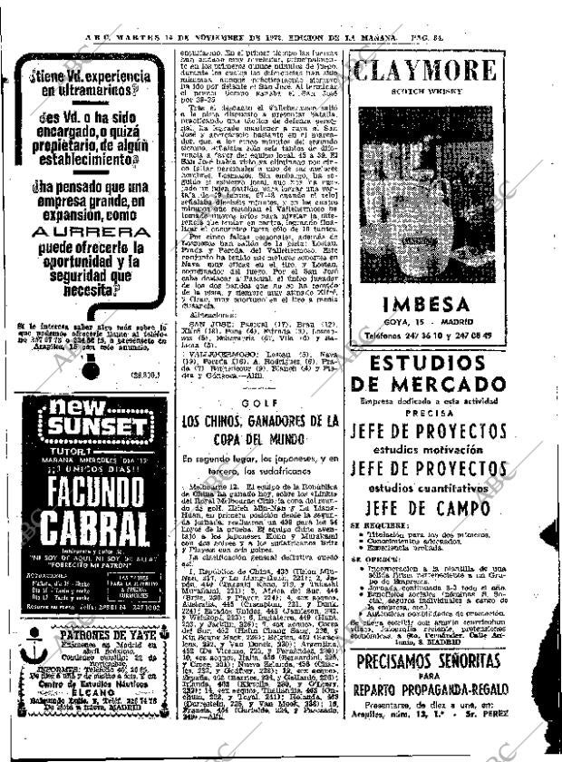 ABC MADRID 14-11-1972 página 84