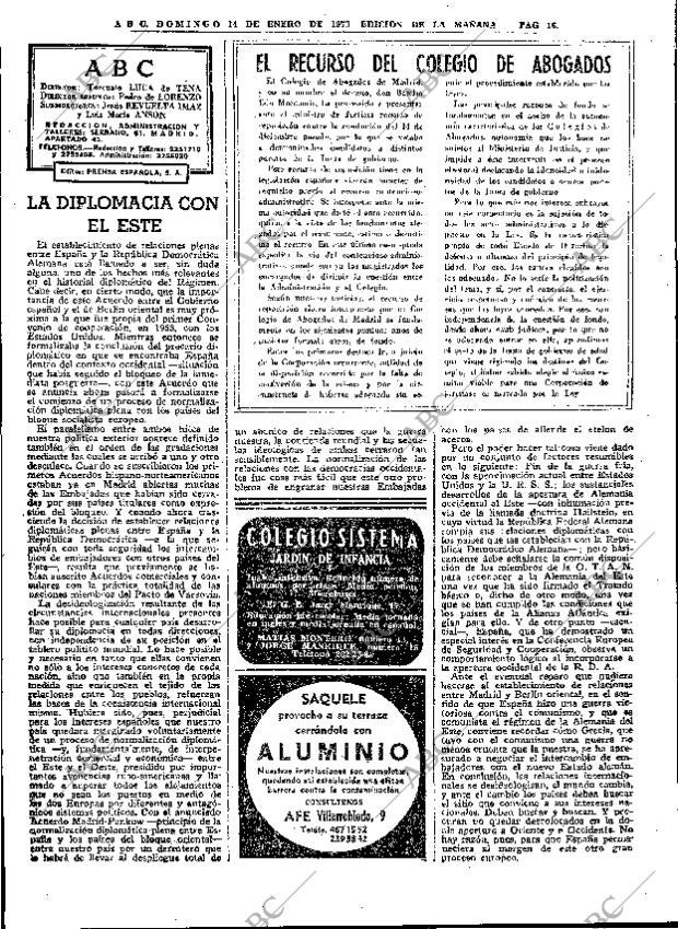 ABC MADRID 14-01-1973 página 16