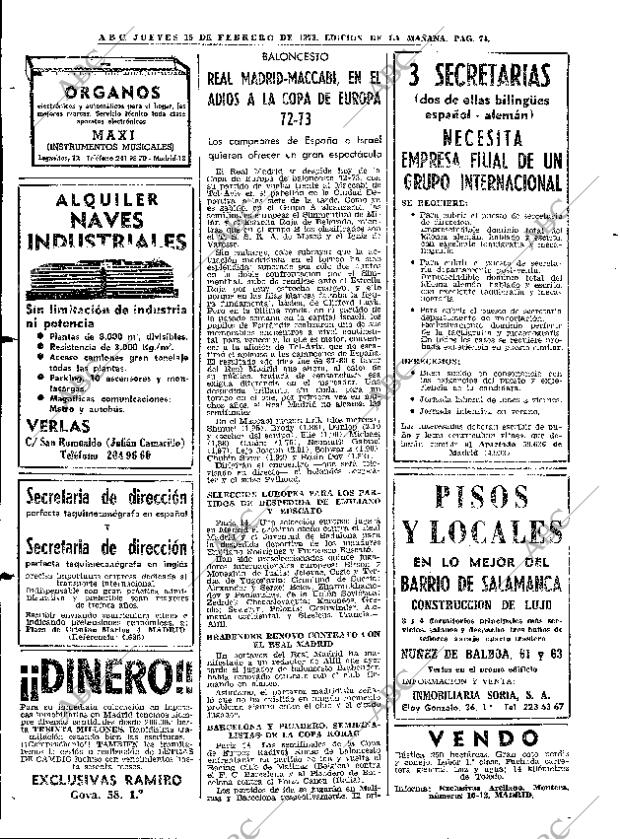 ABC MADRID 15-02-1973 página 74