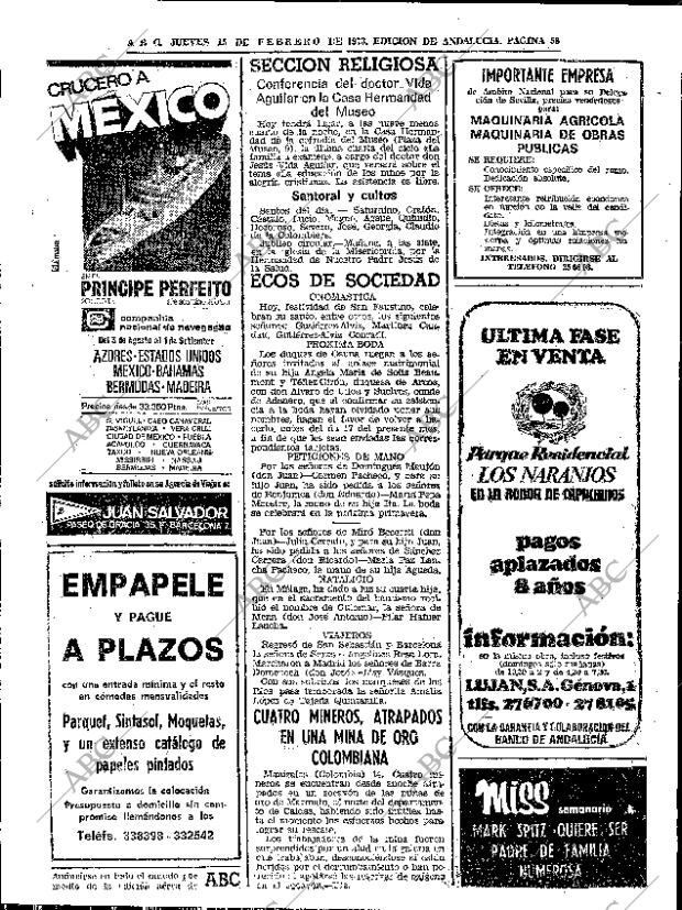 ABC SEVILLA 15-02-1973 página 58
