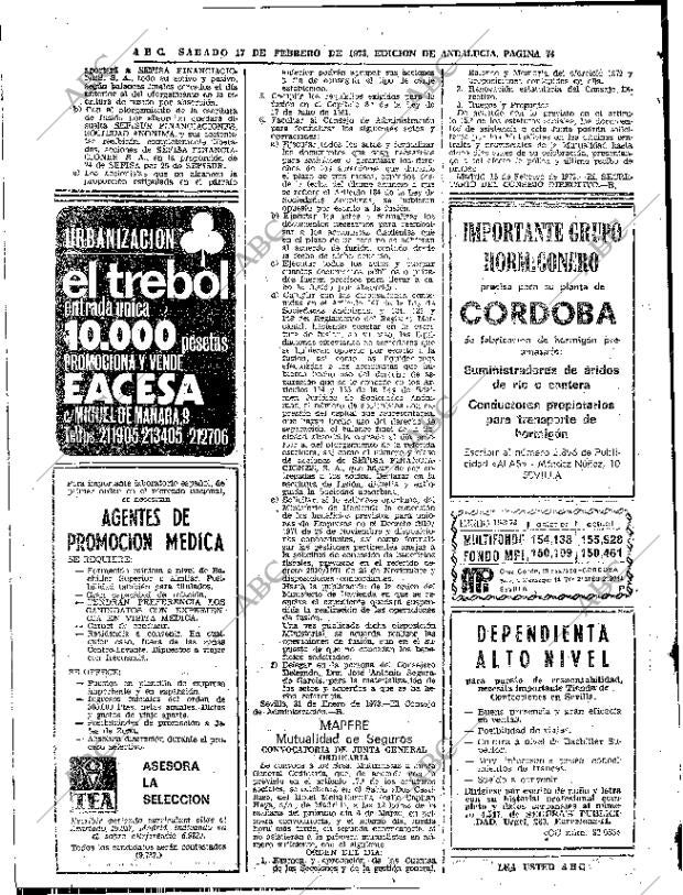 ABC SEVILLA 17-02-1973 página 74
