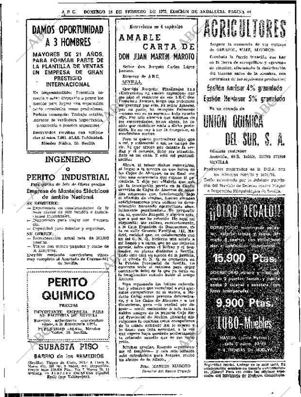 ABC SEVILLA 18-02-1973 página 44