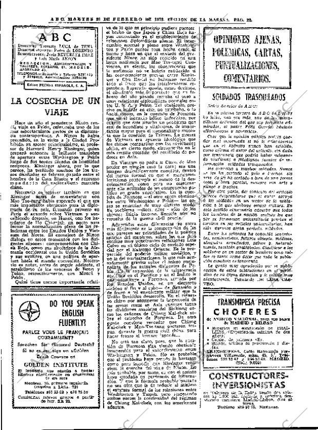 ABC MADRID 20-02-1973 página 22
