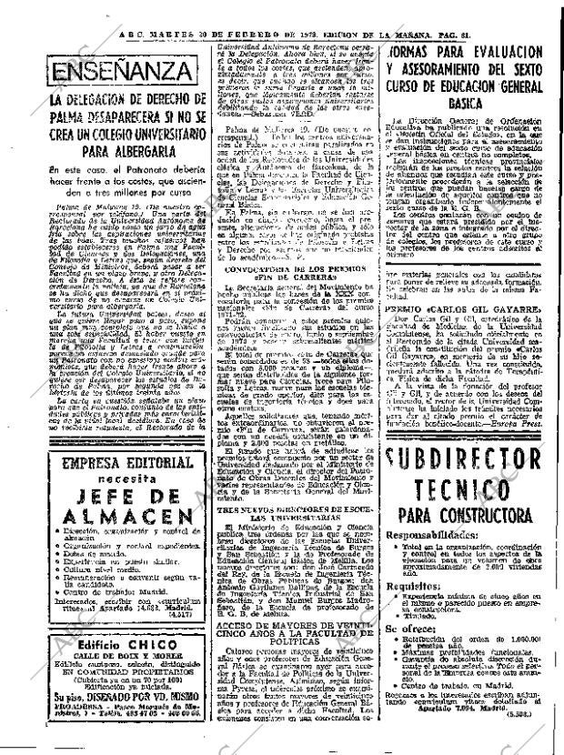 ABC MADRID 20-02-1973 página 61