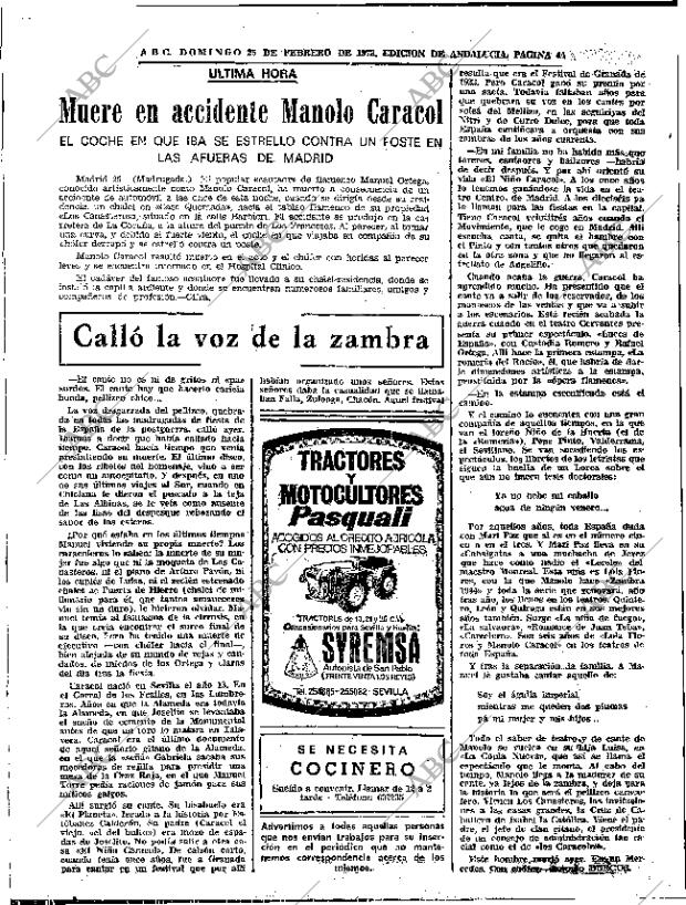 ABC SEVILLA 25-02-1973 página 44