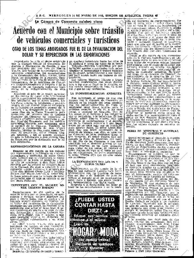 ABC SEVILLA 14-03-1973 página 45