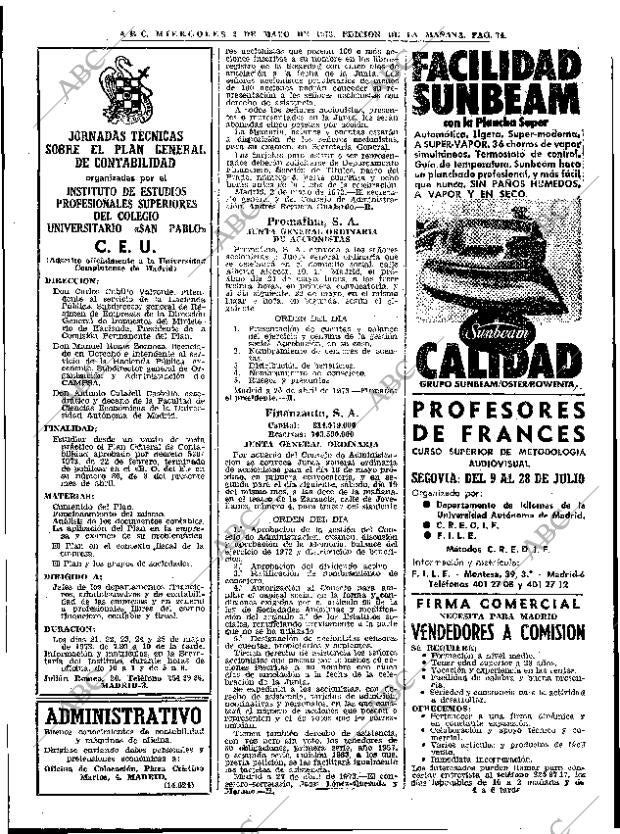 ABC MADRID 02-05-1973 página 74