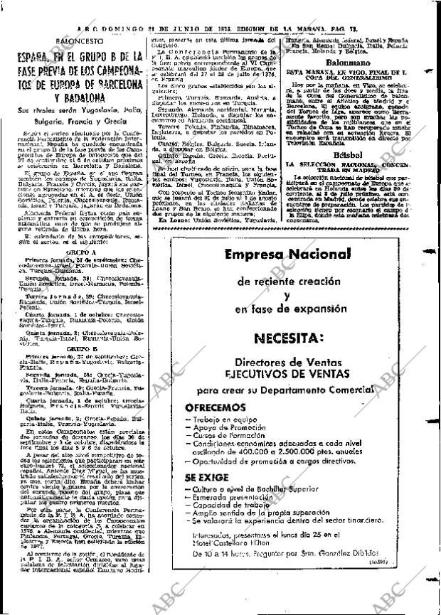 ABC MADRID 24-06-1973 página 73