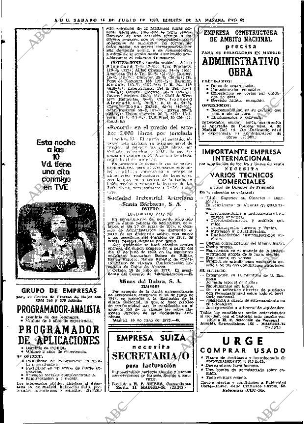 ABC MADRID 14-07-1973 página 62