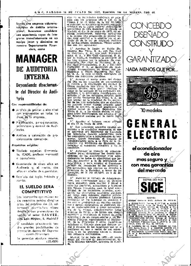 ABC MADRID 14-07-1973 página 66