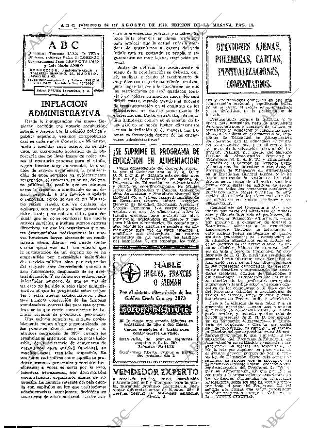 ABC MADRID 26-08-1973 página 14