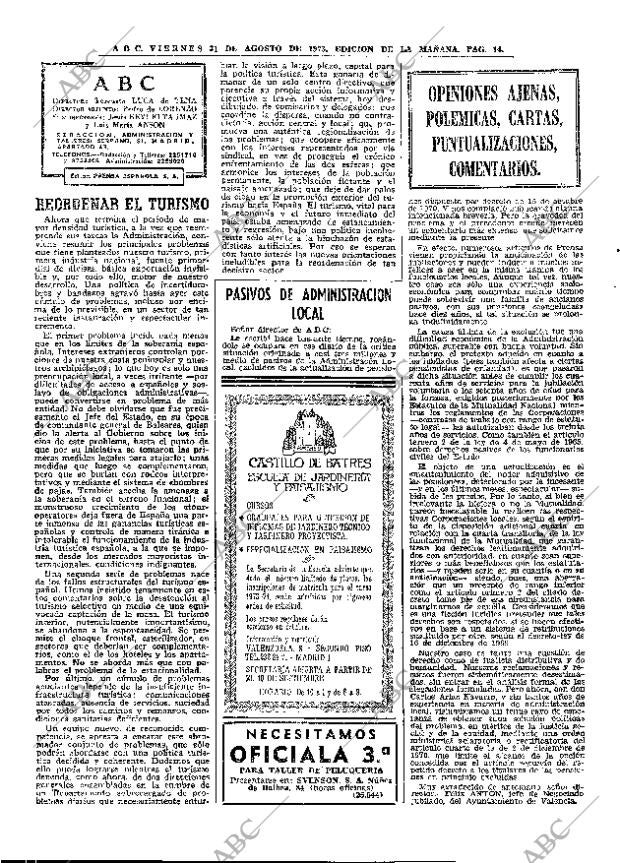 ABC MADRID 31-08-1973 página 14
