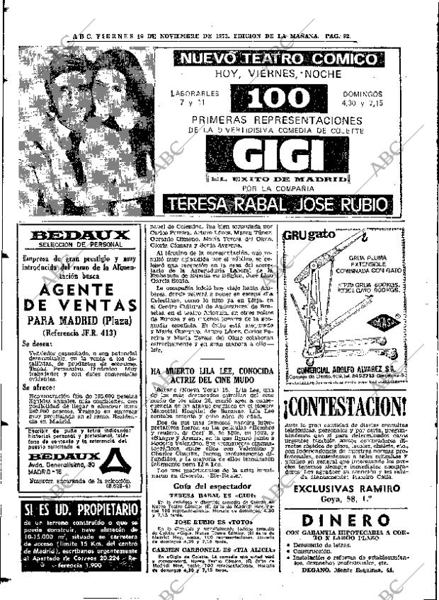 ABC MADRID 16-11-1973 página 92