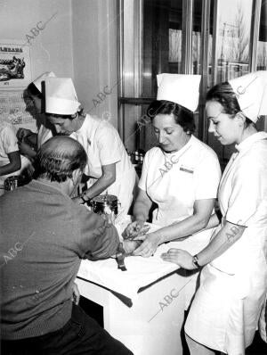 Enfermeras de la ciudad Sanitaria "la Paz" Realizando un análisis de Sangre