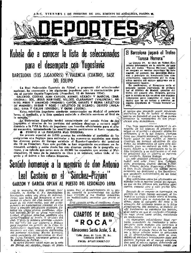 ABC SEVILLA 01-02-1974 página 43