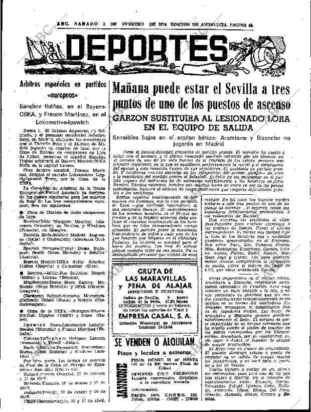 ABC SEVILLA 02-02-1974 página 43