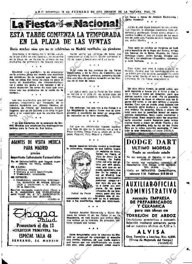 ABC MADRID 10-02-1974 página 77
