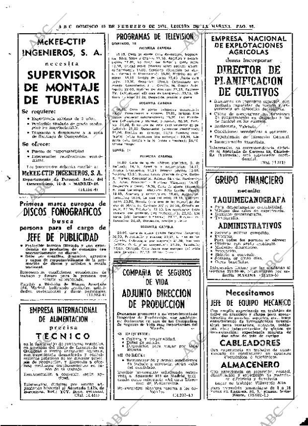 ABC MADRID 10-02-1974 página 92