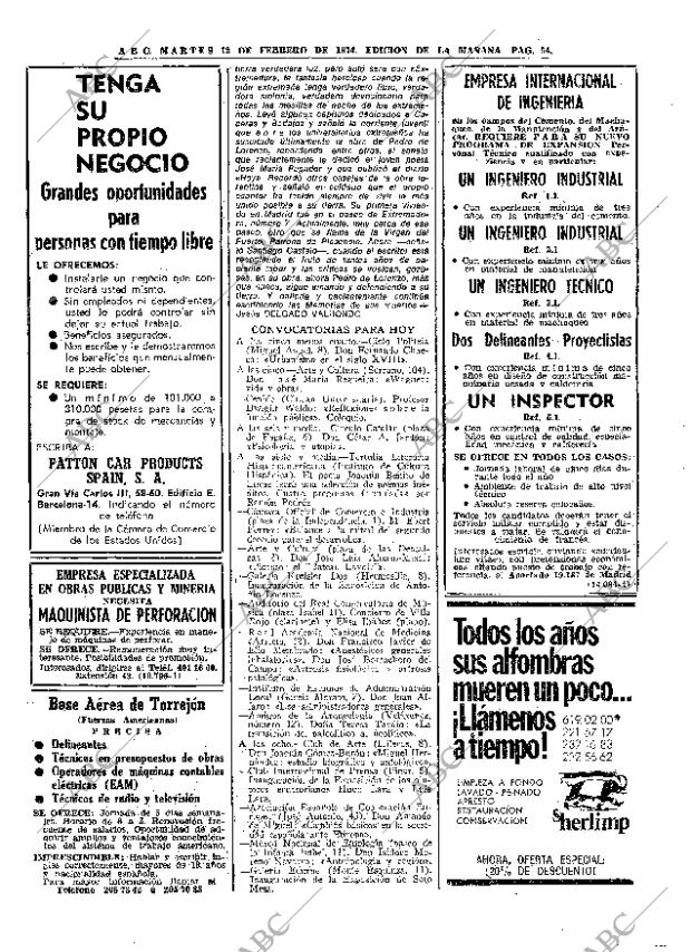 ABC MADRID 12-02-1974 página 54