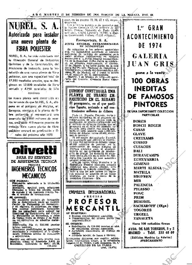 ABC MADRID 12-02-1974 página 64