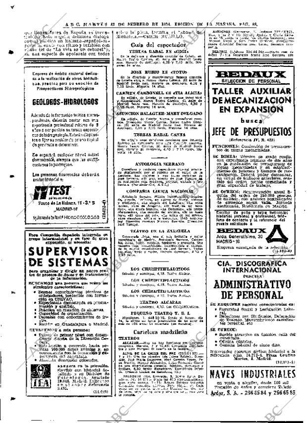 ABC MADRID 12-02-1974 página 88