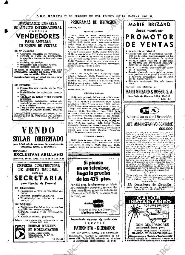 ABC MADRID 12-02-1974 página 96