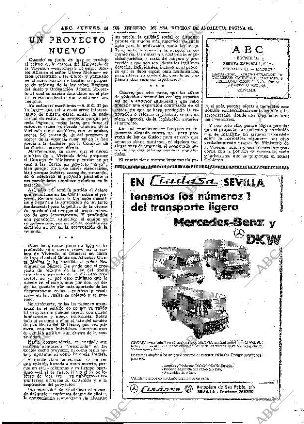 ABC SEVILLA 14-02-1974 página 41