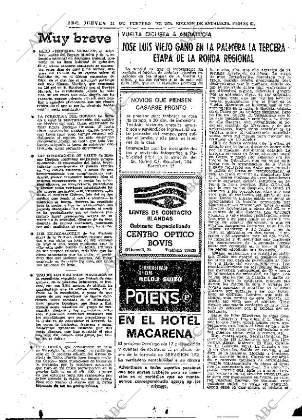 ABC SEVILLA 14-02-1974 página 61