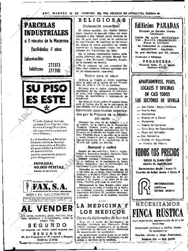 ABC SEVILLA 19-02-1974 página 60