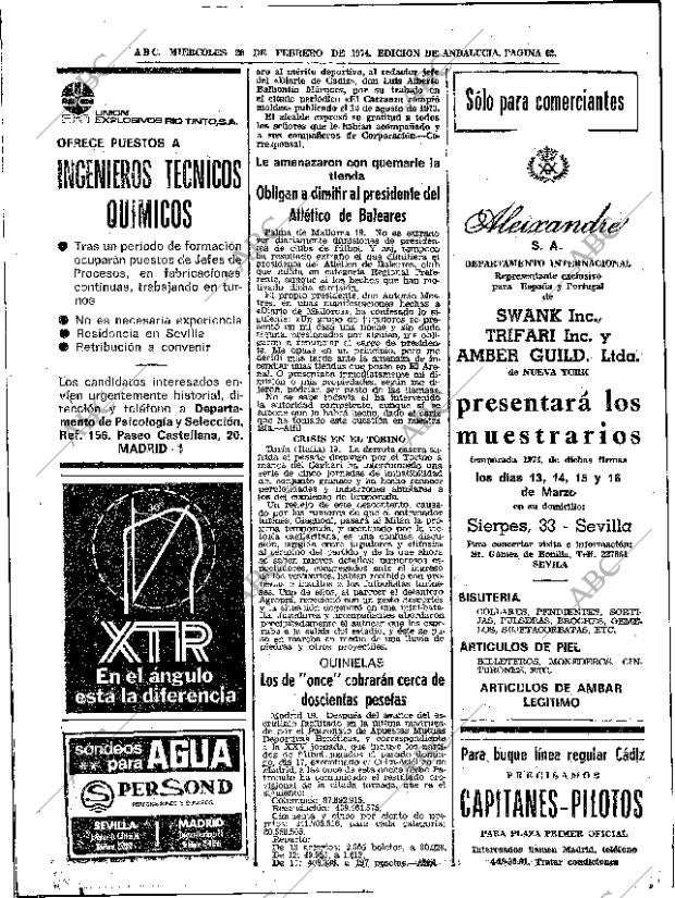ABC SEVILLA 20-02-1974 página 62