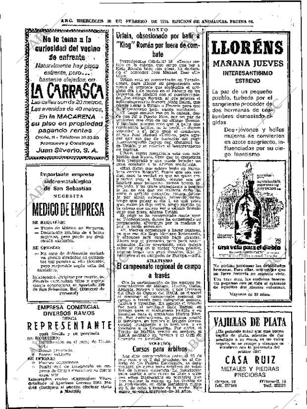 ABC SEVILLA 20-02-1974 página 64