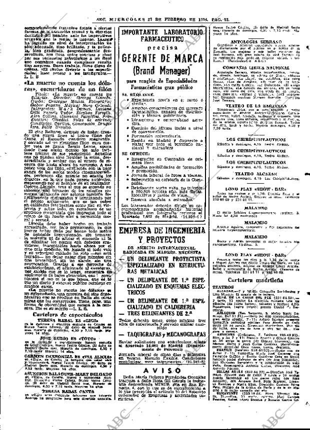 ABC MADRID 27-02-1974 página 73