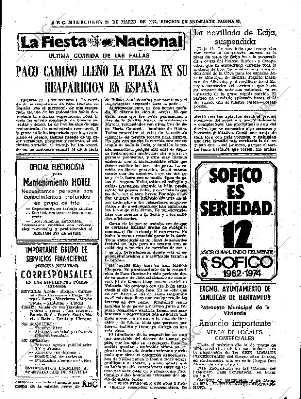 ABC SEVILLA 20-03-1974 página 67