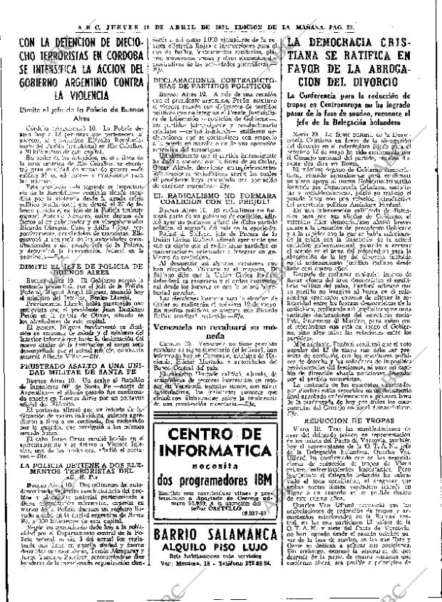 ABC MADRID 11-04-1974 página 22