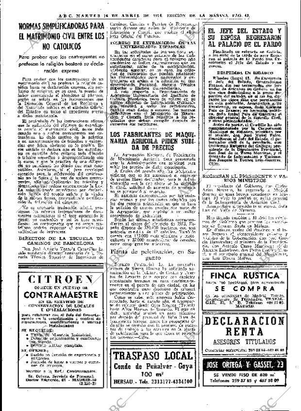 ABC MADRID 16-04-1974 página 43