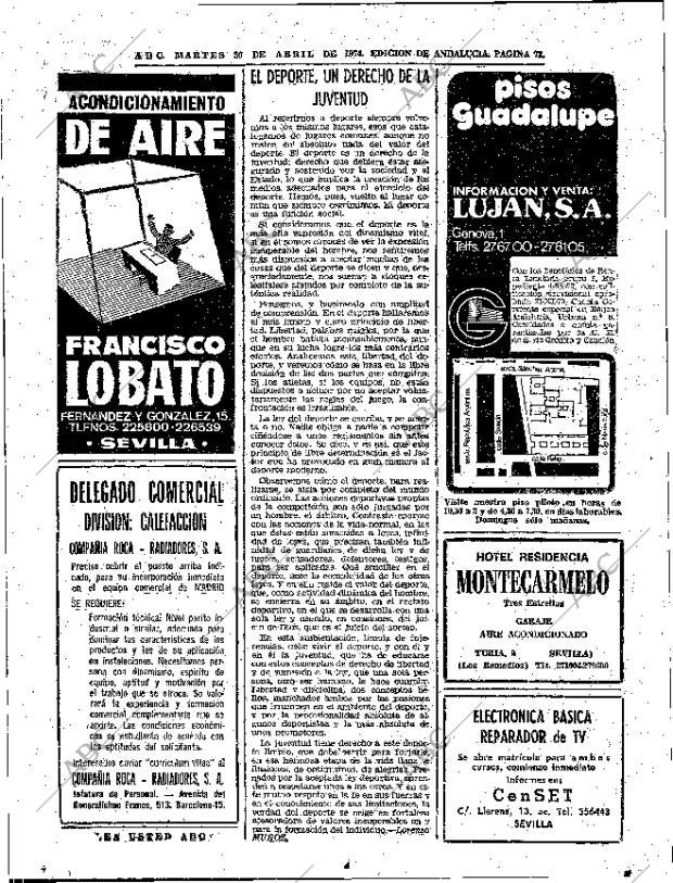 ABC SEVILLA 30-04-1974 página 72