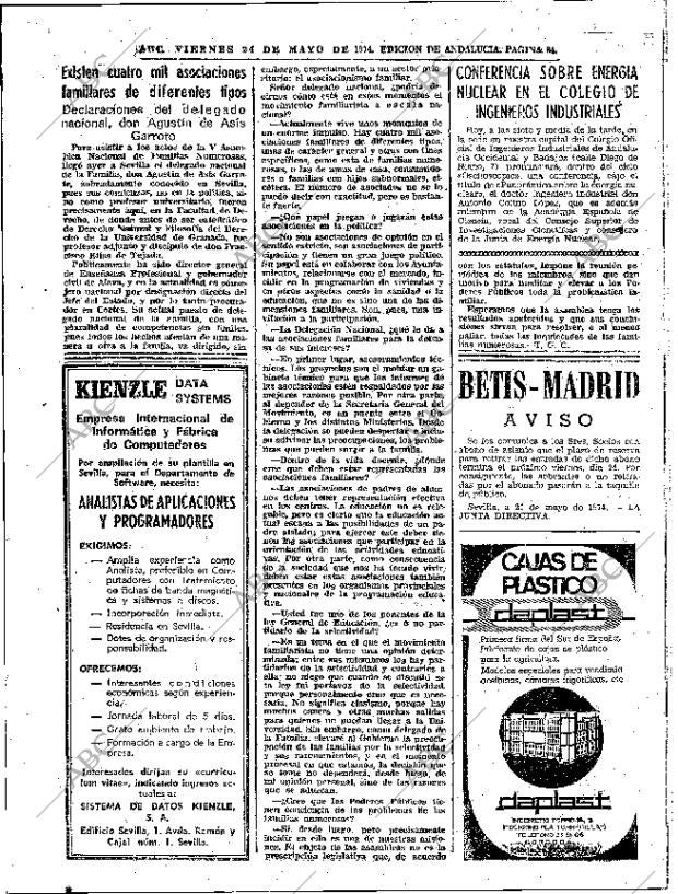 ABC SEVILLA 24-05-1974 página 84