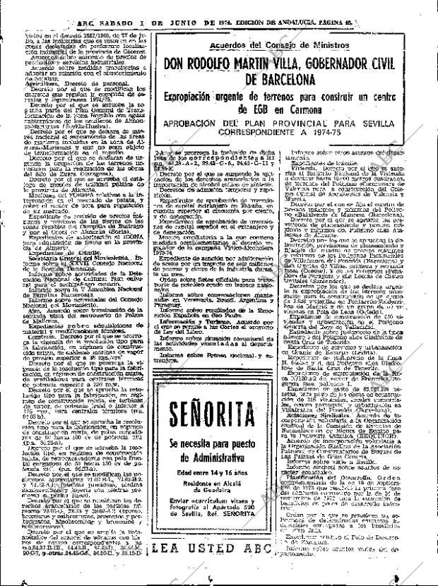 ABC SEVILLA 01-06-1974 página 43