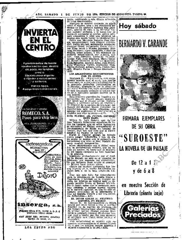 ABC SEVILLA 01-06-1974 página 64