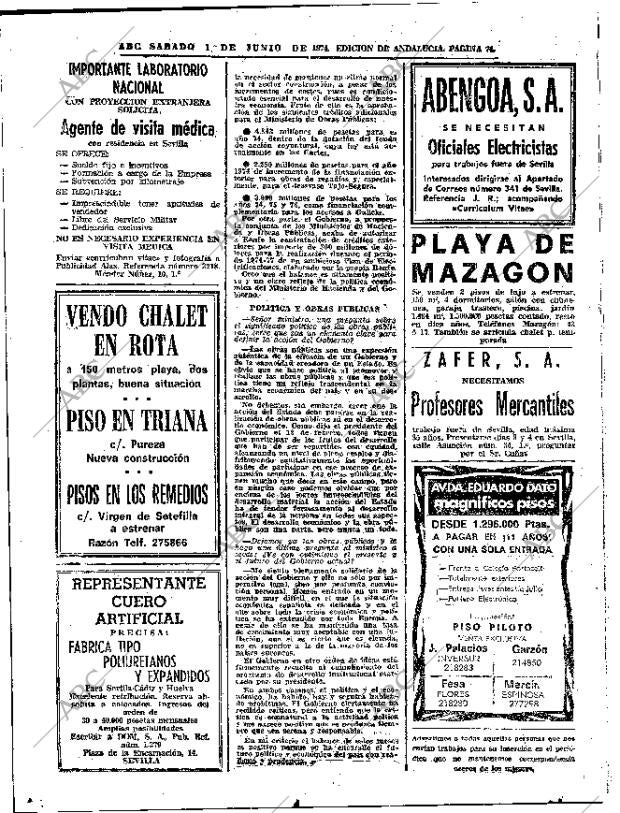 ABC SEVILLA 01-06-1974 página 74