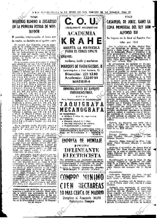 ABC MADRID 26-06-1974 página 85