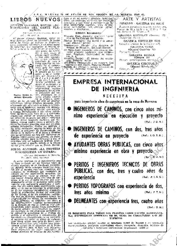 ABC MADRID 16-07-1974 página 61
