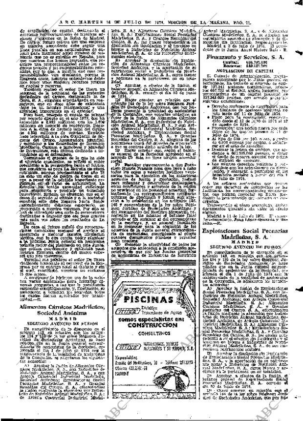 ABC MADRID 16-07-1974 página 71